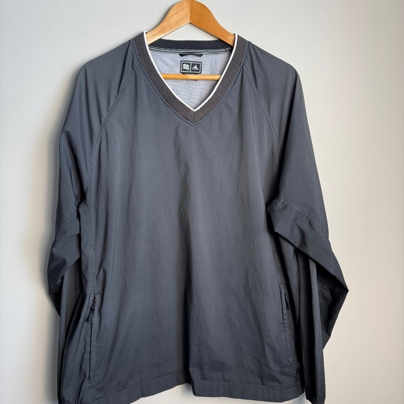 Adidas Men's Outdoor Long Sleeve Pullover Windbreaker Golf Jacket Black Large - Picture 1 of 16